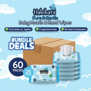 [Carton Deals] Habibara Pure & Gentle Baby Wipes 25s x 60 Packs | Oral Safe with Xylitol | Sensitive Skin