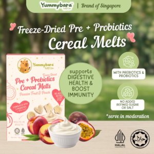 Yummybara Freeze Dried Pre + Probiotics Cereal Melts (18g) 8 months+ Passion fruit + Peach